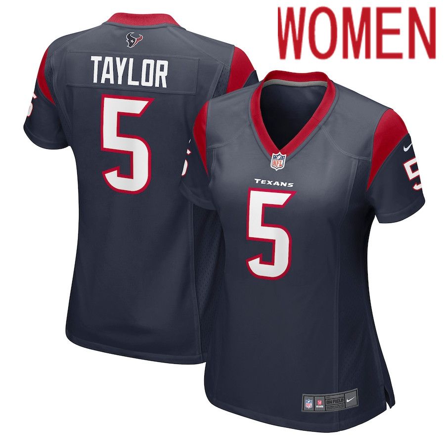 Women Houston Texans 5 Tyrod Taylor Nike Navy Nike Game NFL Jersey